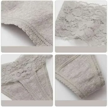 ANNYISON Underwear Women, T Back Low Waist See Through Panties Cotton Seamless Lace Thongs for Women, Multicoloured, Medium