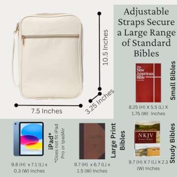 S.F. Creations Premium Bible & Book Carrying Case with Journaling Accessories - Convenient for Men, Women, Teens, and Kids, Ivory