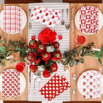Valentines Day Napkins,Red and Pink Valentine Bathroom Napkins Disposable Heart Valentine Paper Hand Towels for Valentine Party Supplies Bridal Shower Wedding Birthday