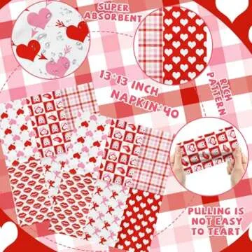 Valentines Day Napkins,Red and Pink Valentine Bathroom Napkins Disposable Heart Valentine Paper Hand Towels for Valentine Party Supplies Bridal Shower Wedding Birthday
