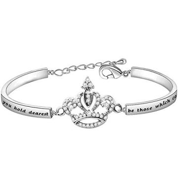 LQRI Quinceanera Gift Sweet 15 Gift Princess Crown Bracelet May the Dreams You Hold Dearest Be Those...
