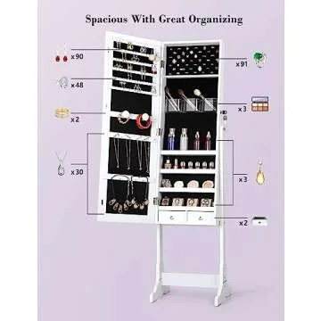 Elegant Nicetree Jewelry Cabinet with Full-Length Mirror