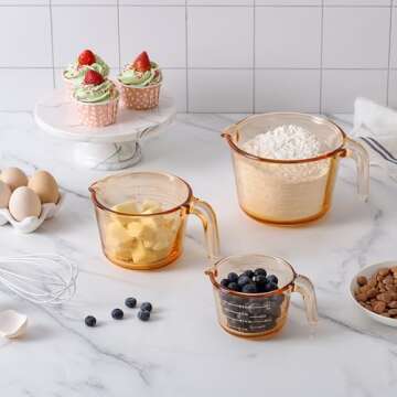 Bright and Durable COOK WITH COLOR Glass Measuring Cups