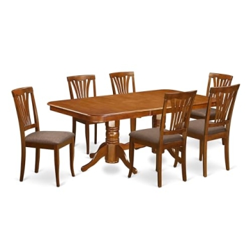 East West Furniture NAAV7-SBR-C Napoleon 7 Piece Set with Upholstered Chairs