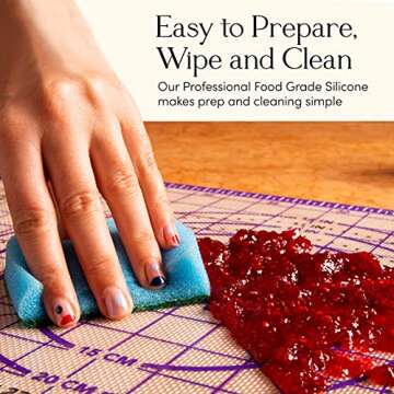 Kitzini Silicone Pastry Mat. Non Slip Baking Mat. BPA-Free Silicone Baking Sheet. Silicone Mats for Baking, Rolling Pastry, Dough, Pizza & Cookies. Easy Clean – Kneading Mat | 26 x 16 inches