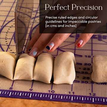 Kitzini Silicone Pastry Mat. Non Slip Baking Mat. BPA-Free Silicone Baking Sheet. Silicone Mats for Baking, Rolling Pastry, Dough, Pizza & Cookies. Easy Clean – Kneading Mat | 26 x 16 inches