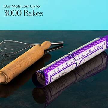 Kitzini Silicone Pastry Mat. Non Slip Baking Mat. BPA-Free Silicone Baking Sheet. Silicone Mats for Baking, Rolling Pastry, Dough, Pizza & Cookies. Easy Clean – Kneading Mat | 26 x 16 inches