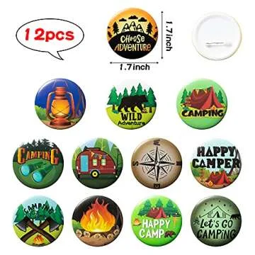 ANGOLIO 84Pcs Spring Camping Party Favors Kit Happy Camper Party Gifts Silicone Bracelets Stickers Keychains Badges for Kids Friends Summer School Camping Adventure Birthday Supplies