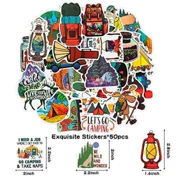 ANGOLIO 84Pcs Spring Camping Party Favors Kit Happy Camper Party Gifts Silicone Bracelets Stickers Keychains Badges for Kids Friends Summer School Camping Adventure Birthday Supplies