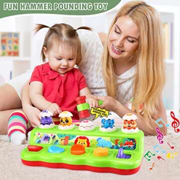 Yerloa Interactive Pop Up Animals Eggs Toy with Music & Sound, Early Developmental Educational Toys for 1 Year Old Boy Girl Birthday Gift, Sensory Pop Up Toys for Toddlers 1-3 Baby 6 9 12 18 Month Old