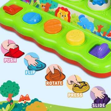 Yerloa Interactive Pop Up Animals Eggs Toy with Music & Sound, Early Developmental Educational Toys for 1 Year Old Boy Girl Birthday Gift, Sensory Pop Up Toys for Toddlers 1-3 Baby 6 9 12 18 Month Old