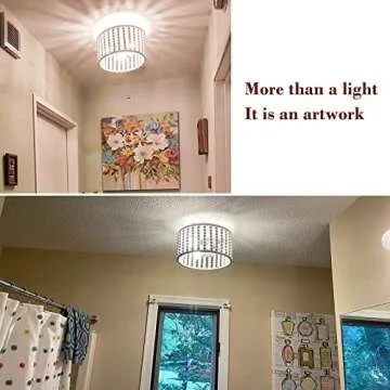 tewei Wood Bead Chandelier, Semi Flush Mount Boho Nursery Ceiling Light Fixture Rustic 3 Lights Chandelier Farmhouse E26 for Kitchen Bedroom Living Dining Room White