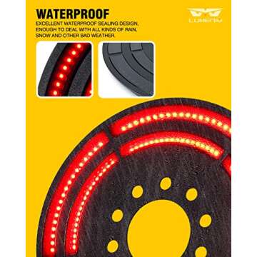 LUMENIX Spare Tire Brake Light 3rd Tail Wheel Lights Double Row LED Third Stop Lamp Compatible with Jeep Wrangler 2007-2018 JK JKU, Plug & Play