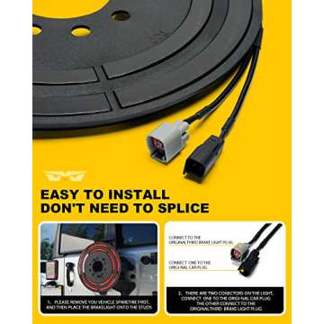 LUMENIX Spare Tire Brake Light 3rd Tail Wheel Lights Double Row LED Third Stop Lamp Compatible with Jeep Wrangler 2007-2018 JK JKU, Plug & Play