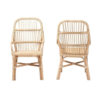 Baxton Studio Sumatera Natural Brown Rattan Dining Chairs