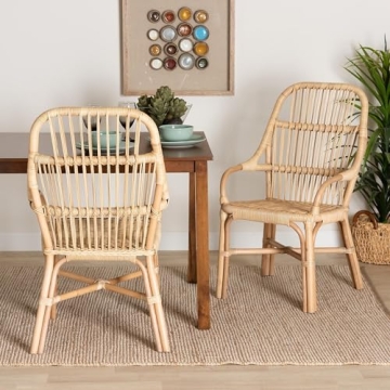 Baxton Studio Sumatera Natural Brown Rattan Dining Chairs