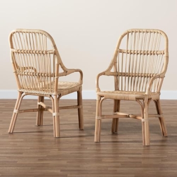 Baxton Studio Sumatera Natural Brown Rattan Dining Chairs
