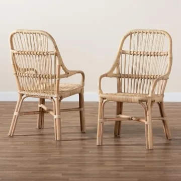 Baxton Studio Sumatera Natural Brown Rattan Dining Chairs