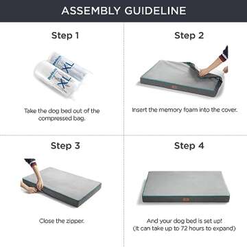 Bedsure Memory Foam Dog Bed for Extra Large Dogs - Orthopedic Waterproof Pet Mat for Crate with Removable Washable Cover and Nonskid Bottom - Water-Resistant Plush Flannel Fleece Top Pet Bed, Grey