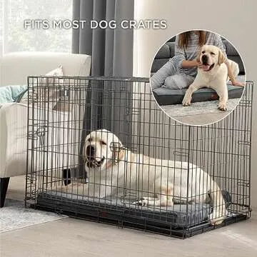 Bedsure Memory Foam Dog Bed for Extra Large Dogs - Orthopedic Waterproof Pet Mat for Crate with Removable Washable Cover and Nonskid Bottom - Water-Resistant Plush Flannel Fleece Top Pet Bed, Grey