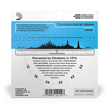 D'Addario Phosphor Bronze Guitar Strings 12-53