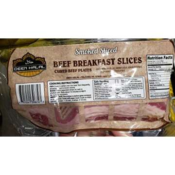 Deen Halal Beef Breakfast Smoked Slices Cured Beef Slices - 12oz (6 Packs)