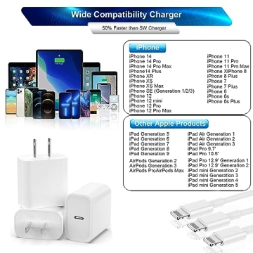 3-Pack Extra Long 10FT iPhone Fast Charger for All Devices