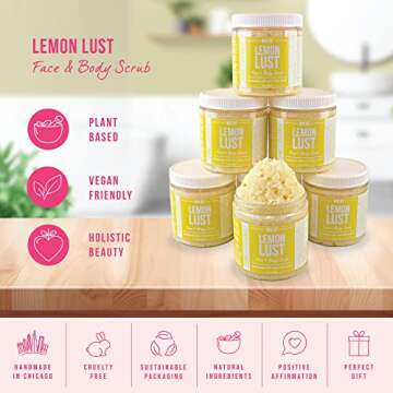Mojo Spa Lemon Lust Face and Body Scrub | Lemon Citrus Scent | Moisturizing Sugar Based Exfoliator | 10 oz
