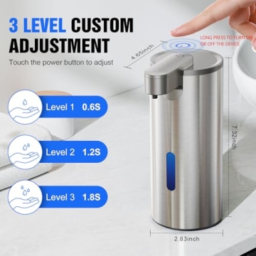 Fantictas Touchless Soap Dispenser Adjustable Rechargeable