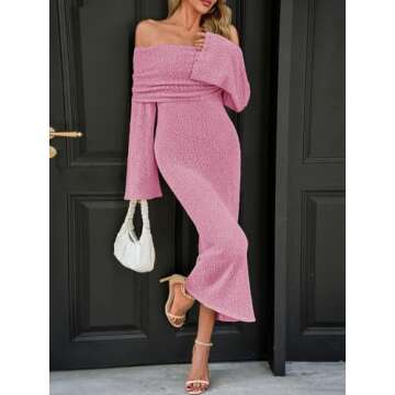 Saodimallsu Womens Off Shoulder Summer Maxi Dress Bell Long Sleeve Sexy Bodycon Strapless Sheer Beach Swimsuit Coverup