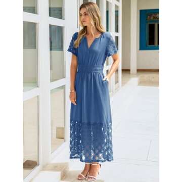 Elegant Simplee Women's Boho Maxi Dress with Pockets