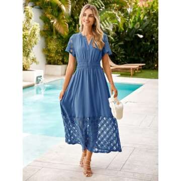 Elegant Simplee Women's Boho Maxi Dress with Pockets