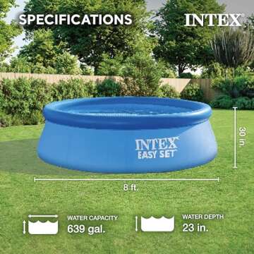 Intex 28110EH Easy Set Inflatable Swimming Pool: 8ft x 30in – Puncture-Resistant Material – Quic...