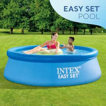 Intex 28110EH Easy Set Inflatable Swimming Pool: 8ft x 30in – Puncture-Resistant Material – Quick Inflation – 639 Gallon Capacity – 23in Water Depth