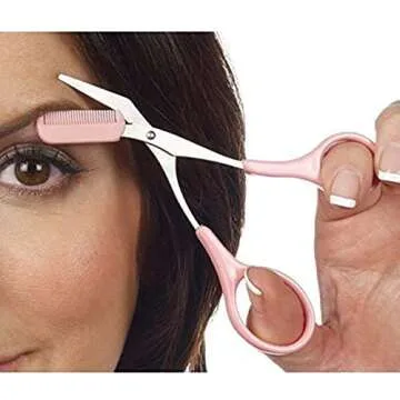 Eyebrow Trimmer scissors With Mini Comb,Ladies Men's Auxiliary eyebrow comb scissors,Perfect eyebrow trimming tool for better control of length,prune of eyebrows Shaping at home Makeup Tools.