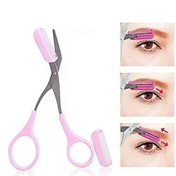 Eyebrow Trimmer scissors With Mini Comb,Ladies Men's Auxiliary eyebrow comb scissors,Perfect eyebrow trimming tool for better control of length,prune of eyebrows Shaping at home Makeup Tools.