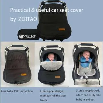 Car Seat Cover for Babies Winter - Baby Car Seat Covers Universal Cold Weather Shield,Warm and Cozy Carseat Covers Canopy Water Resistant for Baby Protection Car Seat Covers for Infant Car Seat