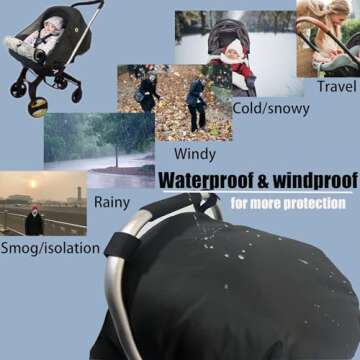 Car Seat Cover for Babies Winter - Baby Car Seat Covers Universal Cold Weather Shield,Warm and Cozy Carseat Covers Canopy Water Resistant for Baby Protection Car Seat Covers for Infant Car Seat