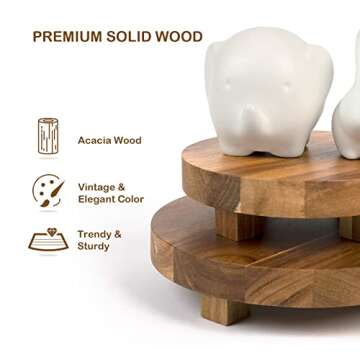 Mavurve Wood Riser 2Pcs 7-9 Inch Wood Pedestal Stand Round,Wood Risers for Decor Farmhouse,Natural A...