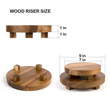 Mavurve Wood Riser 2Pcs 7-9 Inch Wood Pedestal Stand Round,Wood Risers for Decor Farmhouse,Natural Acacia Wood Stand for Display Wooden Risers for Kitchen/Bathroom Counter/Plant Stand