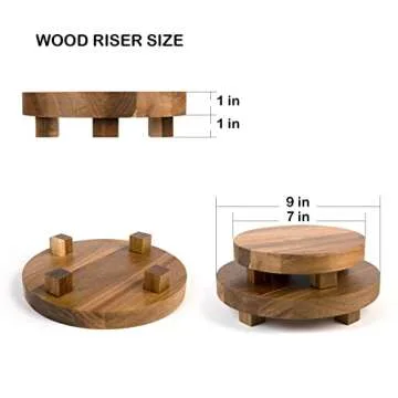 Mavurve Wood Riser 2Pcs 7-9 Inch Wood Pedestal Stand Round,Wood Risers for Decor Farmhouse,Natural Acacia Wood Stand for Display Wooden Risers for Kitchen/Bathroom Counter/Plant Stand