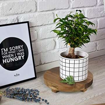 Mavurve Wood Riser 2Pcs 7-9 Inch Wood Pedestal Stand Round,Wood Risers for Decor Farmhouse,Natural Acacia Wood Stand for Display Wooden Risers for Kitchen/Bathroom Counter/Plant Stand