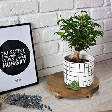 Mavurve Wood Riser 2Pcs 7-9 Inch Wood Pedestal Stand Round,Wood Risers for Decor Farmhouse,Natural Acacia Wood Stand for Display Wooden Risers for Kitchen/Bathroom Counter/Plant Stand