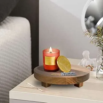 Mavurve Wood Riser 2Pcs 7-9 Inch Wood Pedestal Stand Round,Wood Risers for Decor Farmhouse,Natural Acacia Wood Stand for Display Wooden Risers for Kitchen/Bathroom Counter/Plant Stand