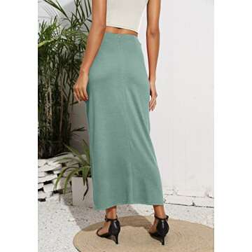 Witsmile Maxi Wrap Skirts for Women Boho Long Length High Waist Maxi Skirt with Slit (Sage Green,M)