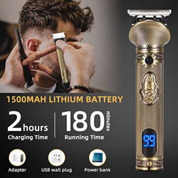 REHOYO Beard Trimmer for Men, Electric Razor Shavers for Men w/Case, Cordless Hair Clipper T-Blade Trimmer, Mens Grooming Kit for Nose Ear Body Face Mustache -180 Mins Shaving, Father Gifts for Him