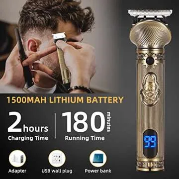 REHOYO Beard Trimmer for Men, Electric Razor Shavers for Men w/Case, Cordless Hair Clipper T-Blade Trimmer, Mens Grooming Kit for Nose Ear Body Face Mustache -180 Mins Shaving, Father Gifts for Him
