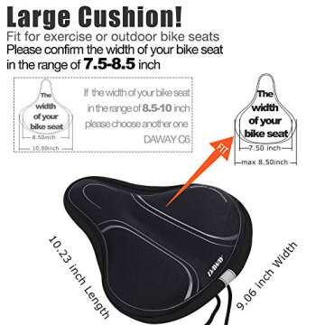 DAWAY Memory Foam Bike Seat Cover - C3 Extra Soft Pad Most Comfortable Exercise Bike Saddle Cushion ...