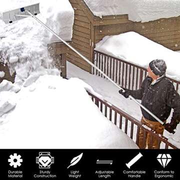 Adjustable Aluminum Roof Rake for Snow & Debris Removal