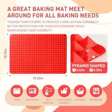 Silicone Baking Mat Sheets for Oven Mats Cooking Pan 16"x11" 6.7"x6.7" 2 Pack Non-Stickfor Oven Gril...